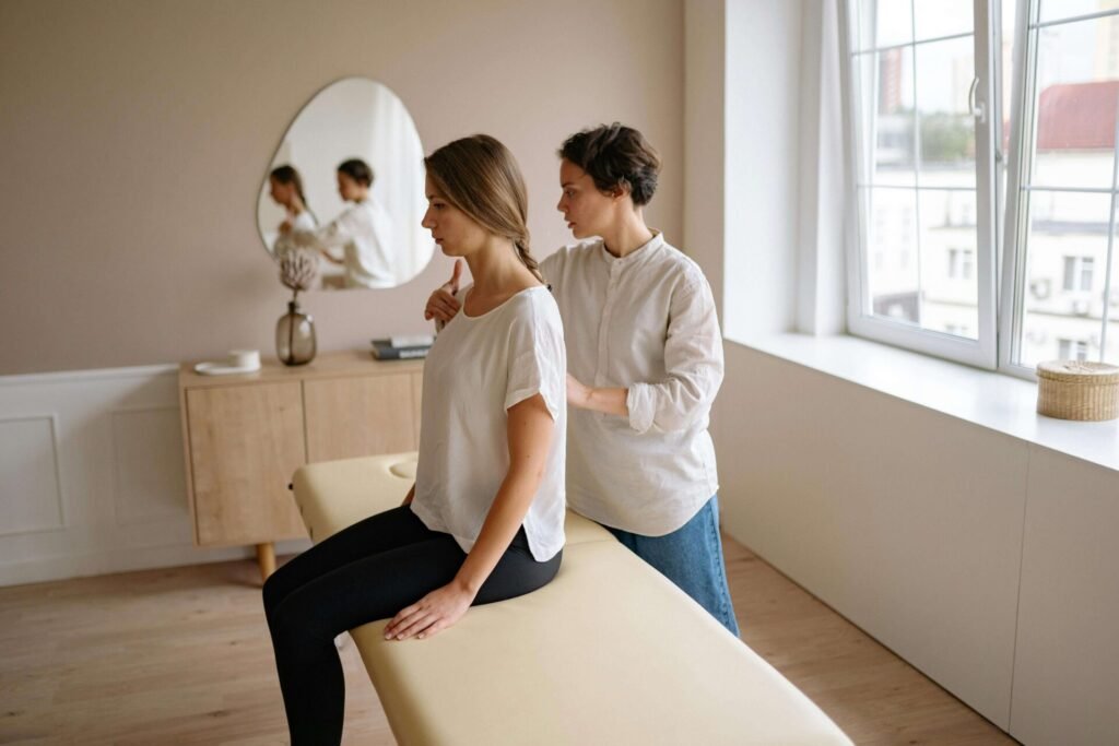 Naturopath guiding a client in natural sleep optimization techniques